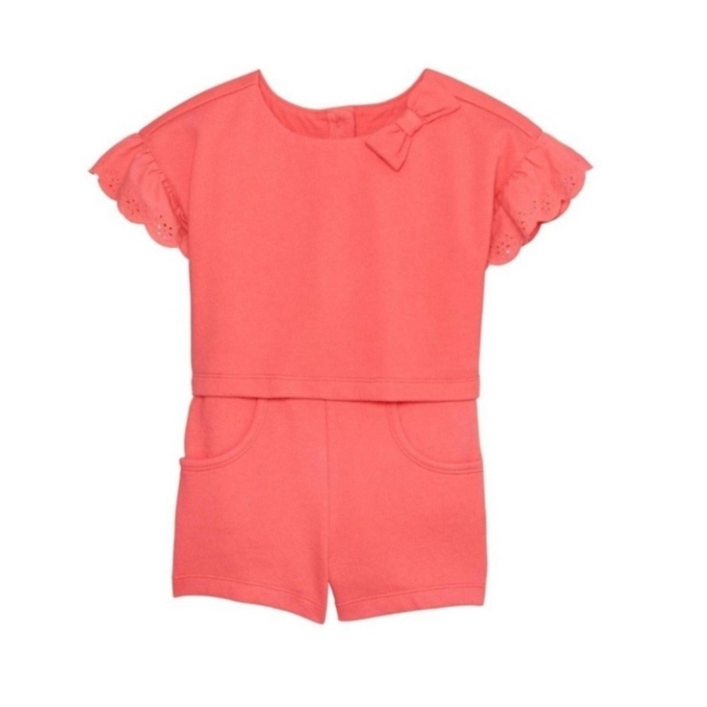 Janie and Jack Coral Eyelet Romper